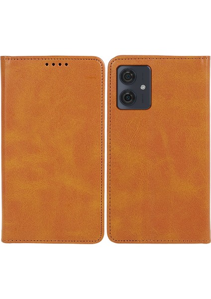 Motorola Moto G54 5g Kılıf Dana Dokusu Pu Deri Kabuk Düşmeye Dayanıklı Cüzdan Standı Telefon Kılıfı-Haki (Yurt Dışından)