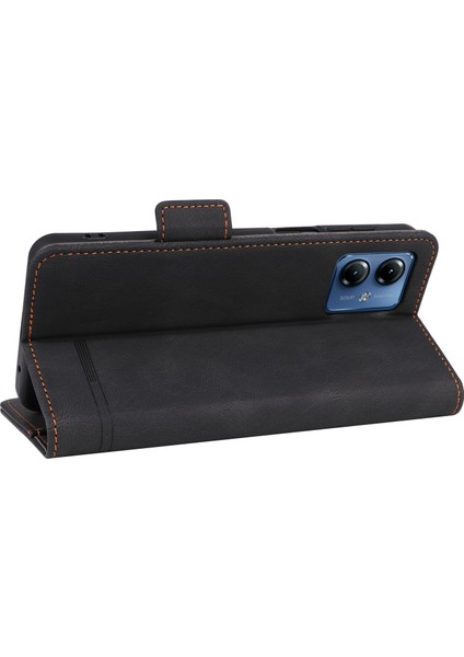 Motorola Moto G14 4g Stand Telefon Kılıfı Çizilmez Pu Deri Donanım Dekor Cüzdan Koruyucu Kılıf-Siyah (Yurt Dışından) fırsatları