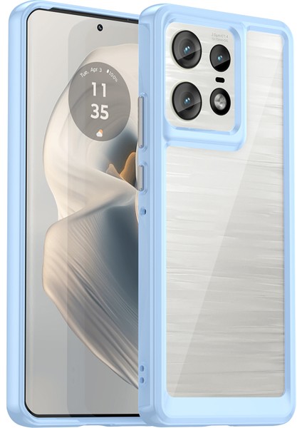 Motorola Edge 50 Pro 5g Kılıf Tpu Çerçeve+Akrilik Arka Hibrit Telefon Kılıfı-Mavi (Yurt Dışından)