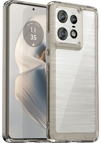 Motorola Edge 50 Pro 5g Kılıf Tpu Çerçeve+Akrilik Arka Hibrit Telefon Kılıfı-Şeffaf Gri (Yurt Dışından)