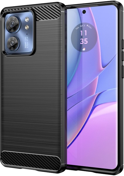 Motorola Edge 40 5g Fırçalanmış Telefon Kılıfı Karbon Fiber Doku Tpu Kapak-Siyah (Yurt Dışından)