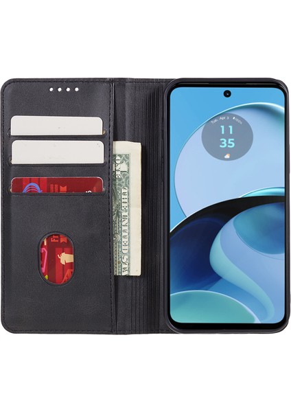 Motorola Moto G14 4g Için Pu Deri Flip Kılıf, Stand Cüzdan Dana Dokusu Manyetik Kapatma Telefon Kılıfı-Siyah (Yurt Dışından) fırsatları