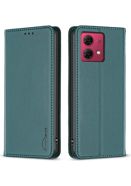 Bınfen Color BF18 Motorola Moto G84 5g Kılıf Pu Deri Kart Yuvaları Telefon Kılıfı Kabuk-Yeşil (Yurt Dışından)