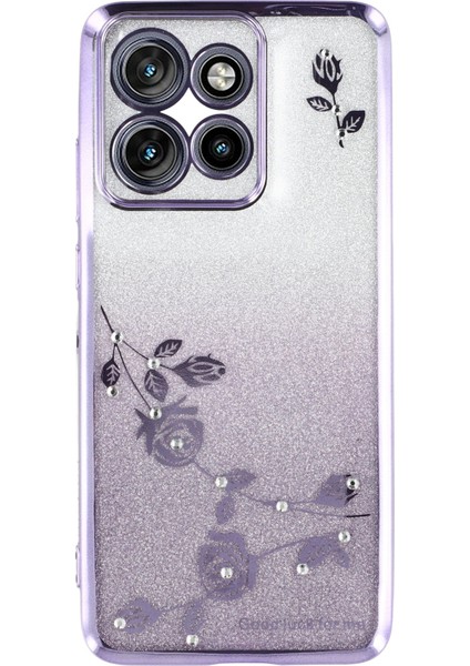 Kadem Motorola Edge 50 Neo 5g/moto S50 5g/thinkphone 25 5g Kılıf Çiçek Tpu Esnek Degrade Telefon Kılıfı-Mor (Yurt Dışından)
