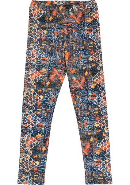 Turuncu Yaprak Kız Çocuk Desenli Mevsimlik Tayt modelleri