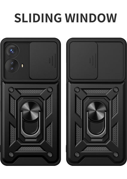 Motorola Moto G53 5g Için Kickstand Pc+Tpu Telefon Kılıfı, Kayar Itmeli Çekmeli Kamera Lens Koruma Kabuğu Telefon Kılıfı-Siyah (Yurt Dışından) fiyatları