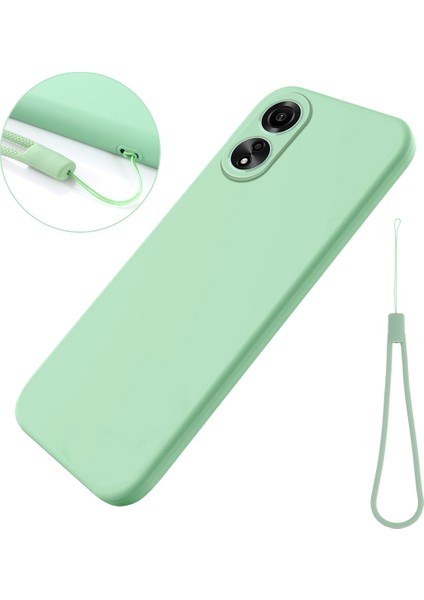Oppo A78 4g Sıvı Silikon Telefon Kılıfı Yumuşak Astarlı Düşmeye Dayanıklı Kılıf Kayışlı-Yeşil (Yurt Dışından)