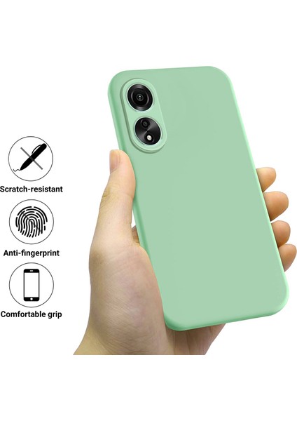Oppo A78 4g Sıvı Silikon Telefon Kılıfı Yumuşak Astarlı Düşmeye Dayanıklı Kılıf Kayışlı-Yeşil (Yurt Dışından) modelleri