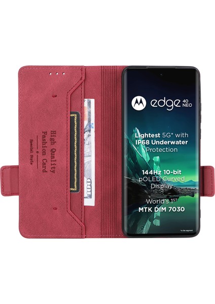 Motorola Edge 40 Neo 5g Kılıf Pu Deri Cüzdan Kılıf Donanım Dekorlu-Gül (Yurt Dışından) fiyatları
