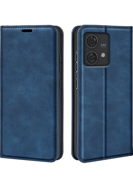Motorola Edge 40 Neo 5g Kılıf Çizilmez Pu Deri Kapaklı Kılıf Cilt-Dokunmatik Telefon Kılıfı-Mavi (Yurt Dışından)