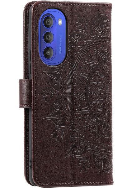 Motorola Moto G51 5g Için Mandala Çiçek Baskılı Telefon Kılıfı, Pu Deri Darbeye Dayanıklı Cüzdan Kılıf Standı Kabuk Bilek Kayışı Ile-Kahverengi (Yurt Dışından) modelleri