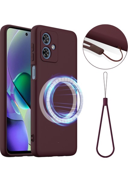 Motorola Moto G54 Power 5g/motorola Moto G64 5g/motorola Moto G54 5g Kılıf Magsafe Düşmeye Karşı Dayanıklı Sıvı Silikon Telefon Kılıfı ile Uyumlu-Şarap Kırmızısı (Yurt Dışından)