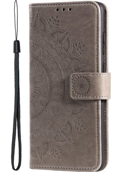 Mandala Çiçek Baskılı Pu Deri Stand Cüzdan Telefon Kılıfı Koruyucu Kılıf Motorola Moto G Power (2022)-GRI (Yurt Dışından) fiyatları