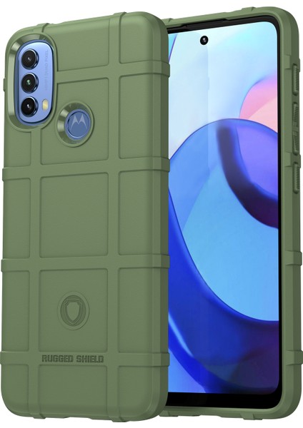 Motorola Moto E20/E30/E40-YEŞIL Için Sağlam Kare Izgara Tasarım Kalınlaştırılmış Tpu Yastık Darbeye Dayanıklı Telefon Kılıfı (Yurt Dışından)