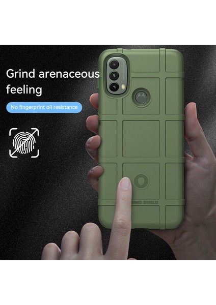 Motorola Moto E20/E30/E40-YEŞIL Için Sağlam Kare Izgara Tasarım Kalınlaştırılmış Tpu Yastık Darbeye Dayanıklı Telefon Kılıfı (Yurt Dışından) modelleri