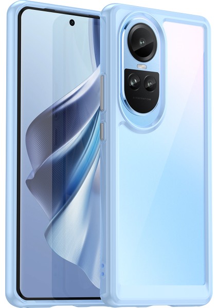Oppo RENO10 Pro 5G(GLOBAL)/RENO10 5g(Global)Tpu+Akrilik Hibrit Kılıf Düşmeye Dayanıklı Cep Telefonu Arka Koruyucu Kapak-Mavi (Yurt Dışından)