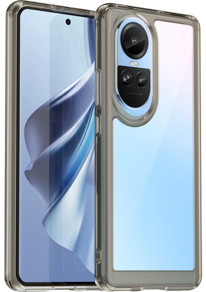 Oppo RENO10 Pro 5G(GLOBAL)/RENO10 5g(Global)Tpu+Akrilik Hibrit Kılıf Düşmeye Dayanıklı Cep Telefonu Arka Koruyucu Kapak-Şeffaf Gri (Yurt Dışından)