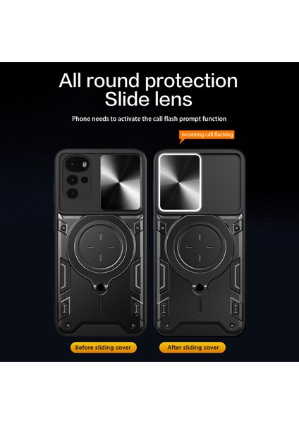 Motorola Moto G22/E32 4g Pc+Tpu Kapaklı Kayar Kamera Kapak Halkası Kickstand Telefon Arka Koruyucu Kılıf-Mor (Yurt Dışından) modelleri