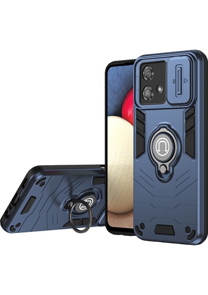 Motorola Edge 40 Neo 5g Kılıf Slayt Lens Koruma Pc + Tpu Telefon Kılıfı Darbeye Dayanıklı-Mavi (Yurt Dışından)