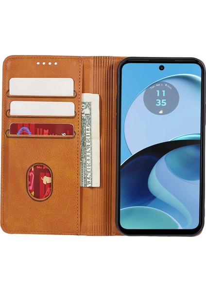 Motorola Moto G14 4g Için Pu Deri Flip Kılıf, Stand Cüzdan Dana Dokusu Manyetik Kapatma Telefon Kılıfı-Haki (Yurt Dışından) fırsatları