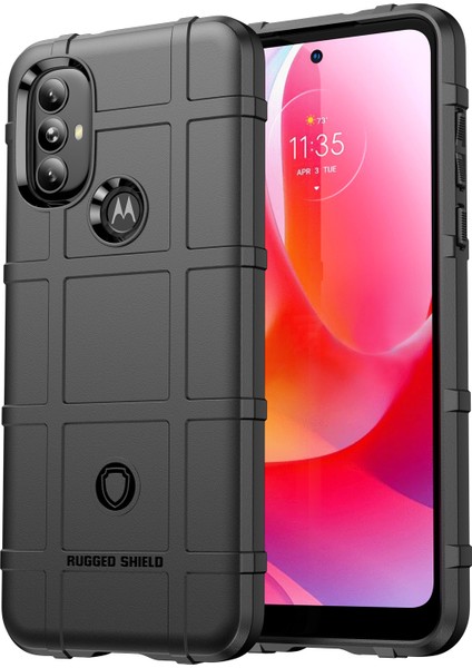 Motorola Moto G POWER(2022)/G PLAY(2023)4G-SIYAH Için Sağlam Kare Izgara Tasarım Kalınlaştırılmış Tpu Yastık Darbeye Dayanıklı Telefon Kılıfı (Yurt Dışından)