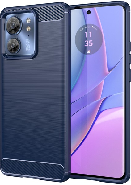 Motorola Edge 40 5g Fırçalanmış Telefon Kılıfı Karbon Fiber Doku Tpu Kapak-Mavi (Yurt Dışından)