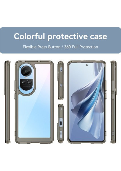 Oppo RENO10 Pro 5G(GLOBAL)/RENO10 5g(Global)Tpu+Akrilik Hibrit Kılıf Düşmeye Dayanıklı Cep Telefonu Arka Koruyucu Kapak-Şeffaf Gri (Yurt Dışından) fiyatları