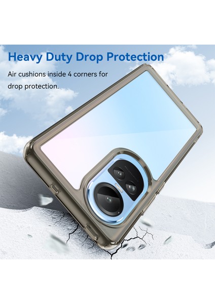 Oppo RENO10 Pro 5G(GLOBAL)/RENO10 5g(Global)Tpu+Akrilik Hibrit Kılıf Düşmeye Dayanıklı Cep Telefonu Arka Koruyucu Kapak-Şeffaf Gri (Yurt Dışından) modelleri