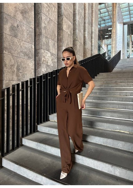 Önden Bağlamalı Keten Takım