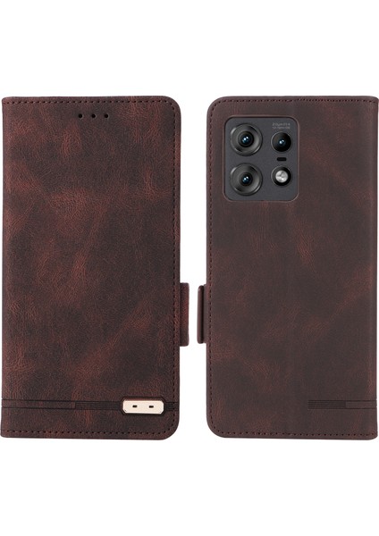 Motorola Edge 50 Pro 5g Kılıf Deri Cüzdan Telefon Kılıfı Donanım Dekor-Kahve (Yurt Dışından)