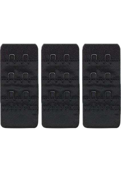 Kadın Sütyen Uzatma Agrafı 2 Kancalı Kopça Siyah 3'lü Paket