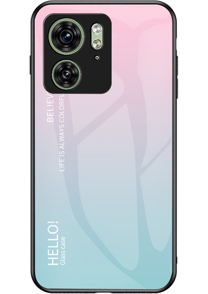 Motorola Edge 40 5g Temperli Cam Kılıf Pc+Tpu Degrade Telefon Kılıfı-Degrade Pembe Mavi (Yurt Dışından)