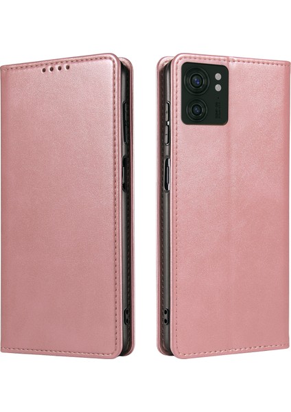 Motorola Edge 40 5g Pu Deri Stand Kılıf Dana Dokusu Düşmeye Karşı Cüzdan Telefon Kılıfı-Gül Altını (Yurt Dışından)
