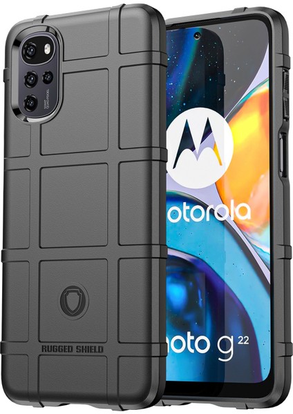 Motorola Moto G22/E32 4G/E32S 4g Için Sağlam Kare Izgara Telefon Kılıfı, Düşmeye Karşı Kalınlaştırılmış Tpu Koruyucu Kılıf-Siyah (Yurt Dışından)