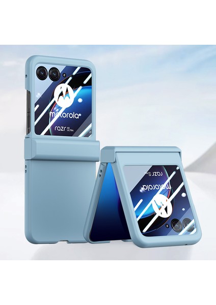 Motorola Razr 40 Ultra 5g Telefon Kılıfı Menteşe Tasarım Pc Kapağı Temperli Cam Arka Ekran Koruyucu-Bebek Mavisi (Yurt Dışından) fırsatları