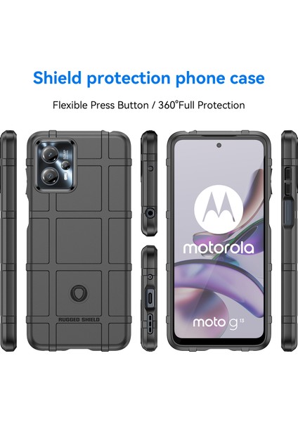 Motorola Moto G13 4G/G23 4g Darbeye Dayanıklı Yumuşak Tpu Telefon Kılıfı Sağlam Kare Izgara Doku Telefon Koruyucu-Siyah (Yurt Dışından) modelleri