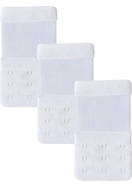 3 Adet Beyaz Lastikli Sütyen Uzatma Agrafı Geniş 3 Kancalı Ek Aparat