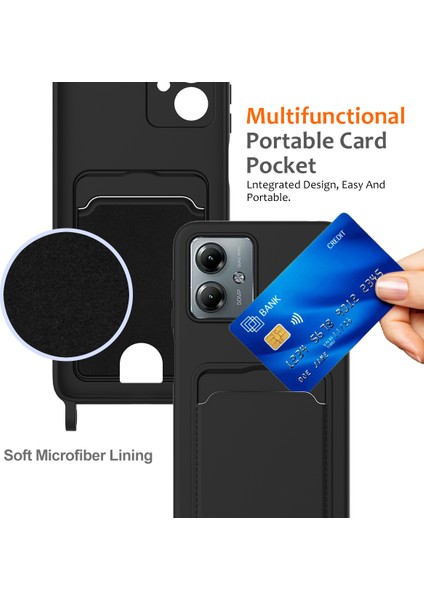 Motorola Moto G14 4g Kılıf Sıvı Silikon Kart Tutucu Arka Telefon Kılıfı ve Kordon-Siyah (Yurt Dışından) indirimleri