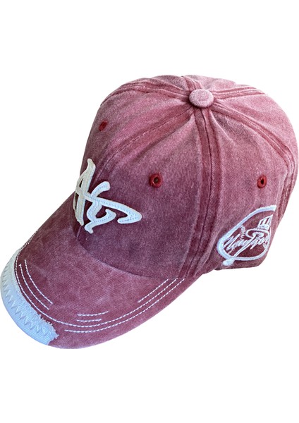 Spor Beyzbol Şapkası Bordo Kot Kumaşı Strapback Cap