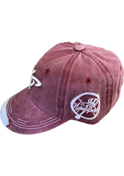 Spor Beyzbol Şapkası Bordo Kot Kumaşı Strapback Cap fiyatları