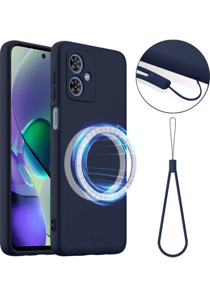 Motorola Moto G54 Power 5g/motorola Moto G64 5g/motorola Moto G54 5g Kılıf Magsafe Düşmeye Karşı Dayanıklı Sıvı Silikon Telefon Kılıfı ile Uyumlu-Koyu Mavi (Yurt Dışından)