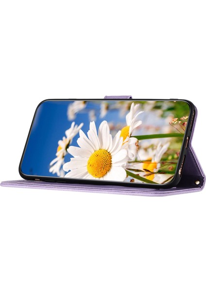 Motorola Moto G45 5G/G34 5g Kılıf Standı Fonksiyonu Çiçek Desenli Pu Deri Telefon Kılıfı-Açık Mor (Yurt Dışından) fırsatları