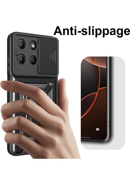 Motorola Moto G15 4g Kılıf Sürgülü Kamera Kapağı Pc + Tpu Ayaklı Telefon Kılıfı-Kırmızı (Yurt Dışından) fırsatları