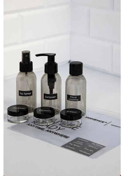 Seyahat Makyaj Çantası Ve Füme Şişe 100ml Seyahat Kiti 6'lı fiyatları