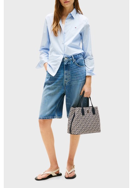 Jakarlı Logo Baskılı Çıkarılabilir Askılı Büyük Çanta Bayan Çanta AW0AW17444 Dw6 fiyatları