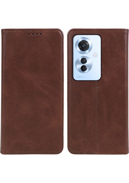 Oppo RENO11 F 5g Kılıf Cüzdan Deri Telefon Kılıfı Manyetik Otomatik Kapanma-Kahverengi (Yurt Dışından)