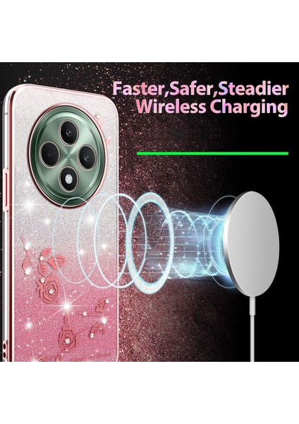 Kadem Oppo RENO12 F 5g Kılıf Çiçek Tpu Esnek Degrade Telefon Kılıfı-Gül Altını (Yurt Dışından) modelleri