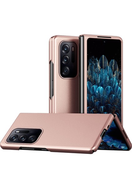 Oppo Find N Ka Yüzey Cilt Dokunma Hissi Pc Telefon Çoklu Renk Engelsiz Katlanabilir Koruyucu Kılıf-Gül Altını (Yurt Dışından)