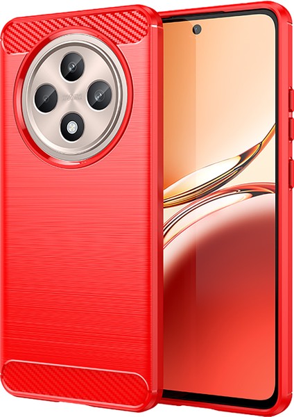 Oppo RENO12 F 4G/RENO12 F 5g Kılıf Karbon Fiber Doku Tpu Fırçalanmış Telefon Kılıfı-Kırmızı (Yurt Dışından)