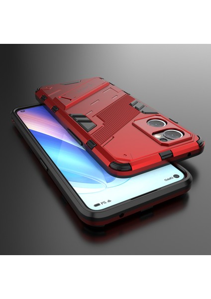 Oppo Reno7 5g (Global)/find X5 Lite Darbeye Dayanıklı Telefon Kılıfı, Destek Ayağı Çift Katmanlı Tasarım Yumuşak Tpu Sert Pc Telefon Arka Kapağı-Kırmızı (Yurt Dışından) fırsatları